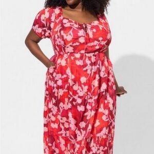 Torrid NWT Plus Size 2xFloral Red Dress